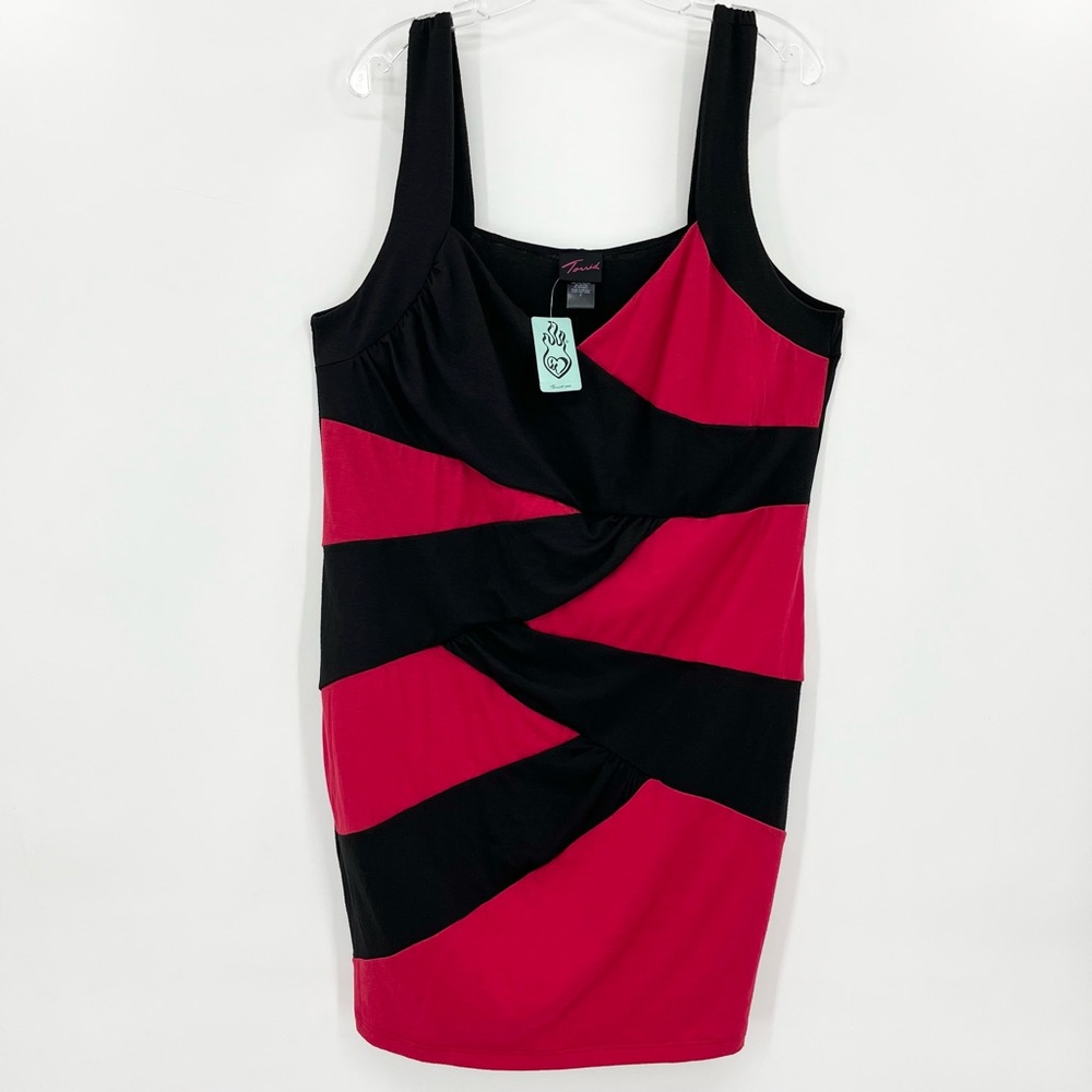 NWT Vintage Torrid Red/Black Knit Bodycon Dress 2X